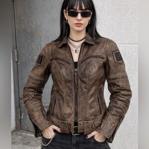 ICON 1000 D30 Fairlady Premium Grain leather WOMEN MOTORCYCLE Tacticle JACKET XS